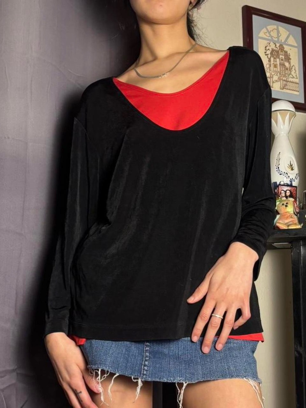 Black & Red Chicos Long Sleeve